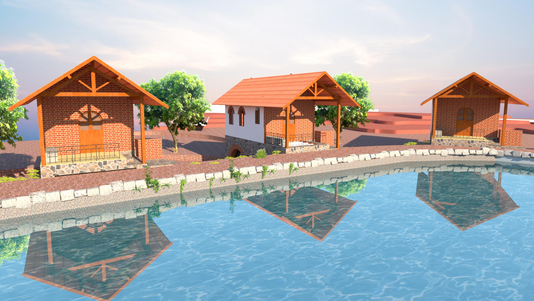 The project is proposed for the Mountain Goat farms at Khopoli. The land spans across 4 acres abutting the mountains. The design includes a farmhouse and some cottages which are designed in a way that the stream below can flow uninterrupted.